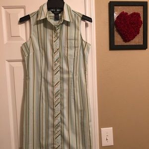 Buttons through striped dress